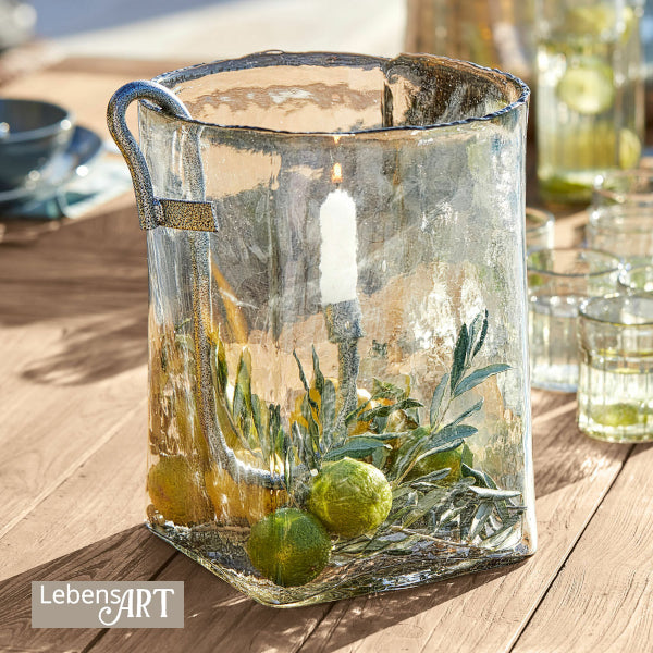 Windlicht ARCENE Kerzenhalter Glasstruktur