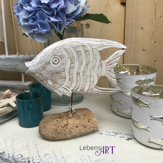 Fisch Fichtenholz weiß-gewischt