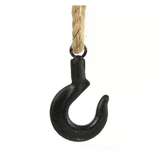 Haken Gusseisen schwarz Seil natur