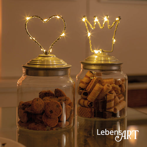 Glas mit Deckel und LED-Krone