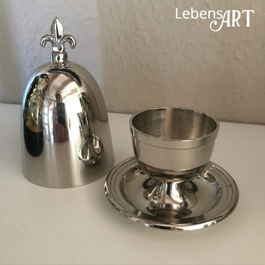 Eierhaube Stahl vernickelt Lilie