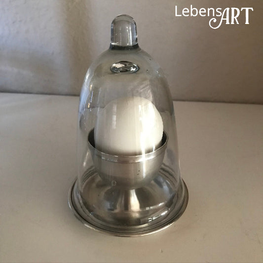 Eierhaube Stahl vernickelt Glasabdeckung