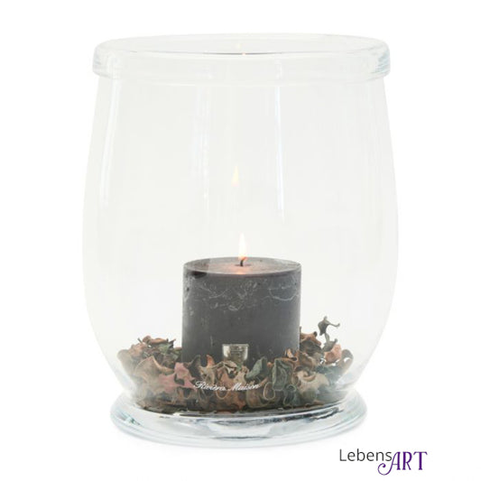 Windlicht (Vase) aus klarem Glas mit gefaltetem Rand