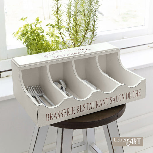 Besteckkasten Etui MDF antikweiß