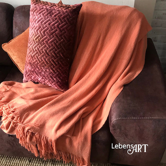 Decke flauschige Kunstfaser Fransen Orange