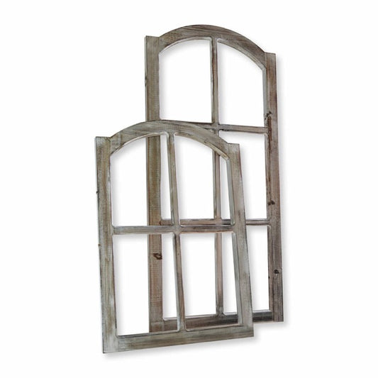 Deko-FENSTER 2erSet PARAKOU Sprossenfenster whitewashed #19732