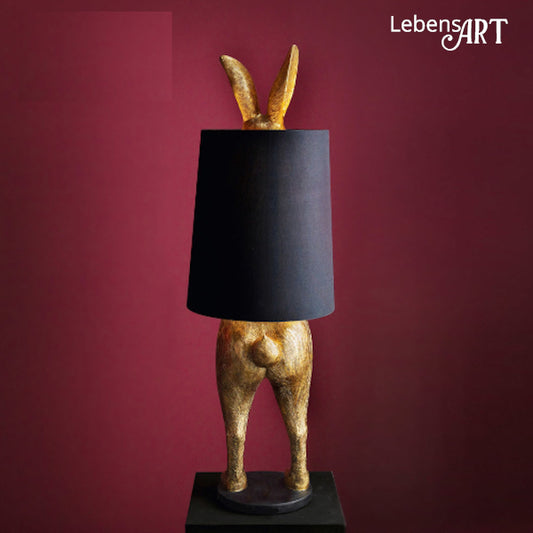 Stehleuchte versteckter Hase Gold/Schwarz