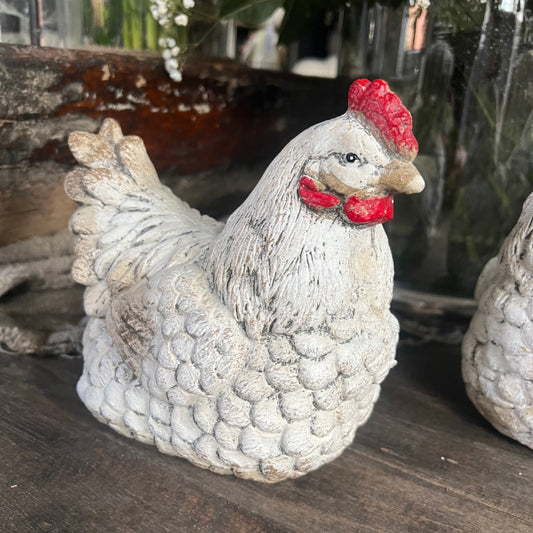 Huhn Keramik handbemalt weißgrau #5012480171452