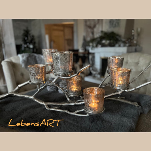 Leuchter im Äste-Design silberfarben