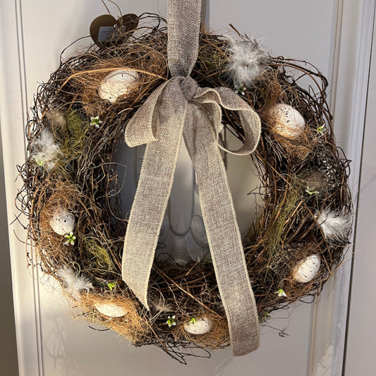 Kranz Eier Federn Naturmaterial D.43cm braun natur