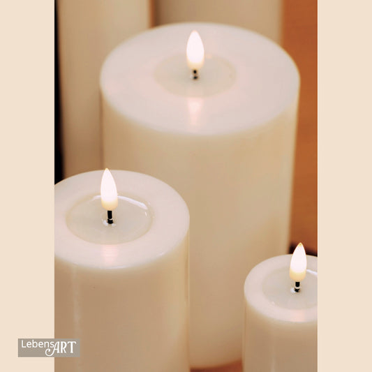 LED-Kerze Real-Flame-Look 5x15cm creme DELUXE HOMEART #RF-0106