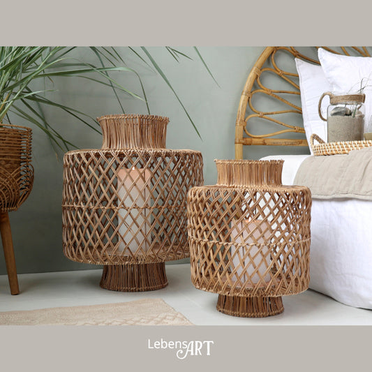 Laterne Rattan geflochten S