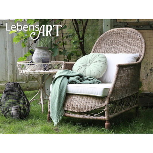Lounger Rattan Natur 2 Liegekissen weiß