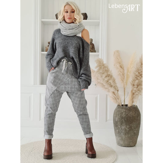 Glatter elastischer Jogger Harem-Schnitt hell-grau
