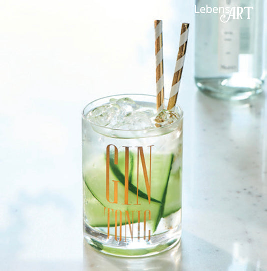 Glass Schriftzug Gin-Tonic Gold