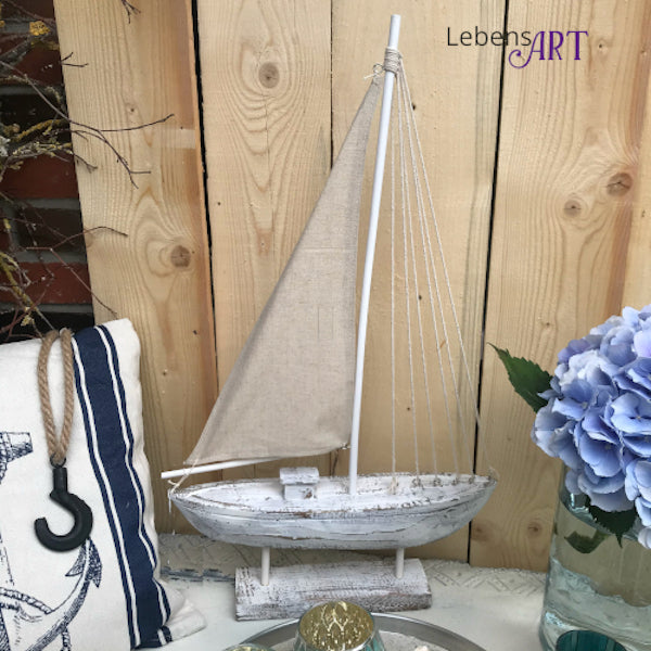 Segelboot weiß-wash Leinen