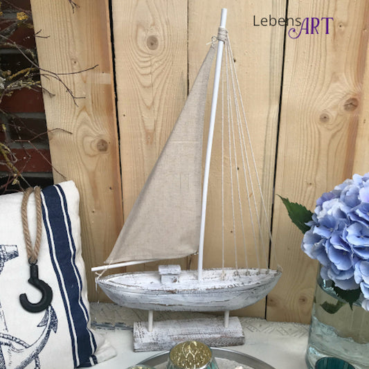 Segelboot weiß-wash Leinen