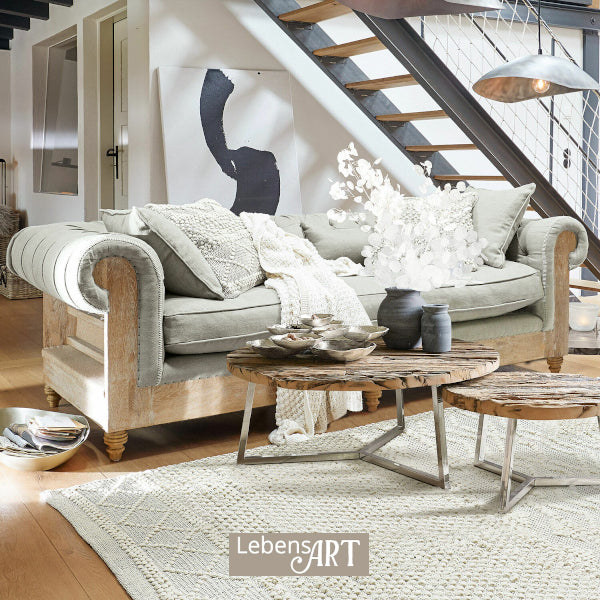 Sofa Kanani Leinen Eichenholzgestell
