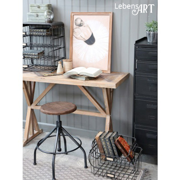 Stuhl Industrie-Design Metall-Gestell Holzplatte