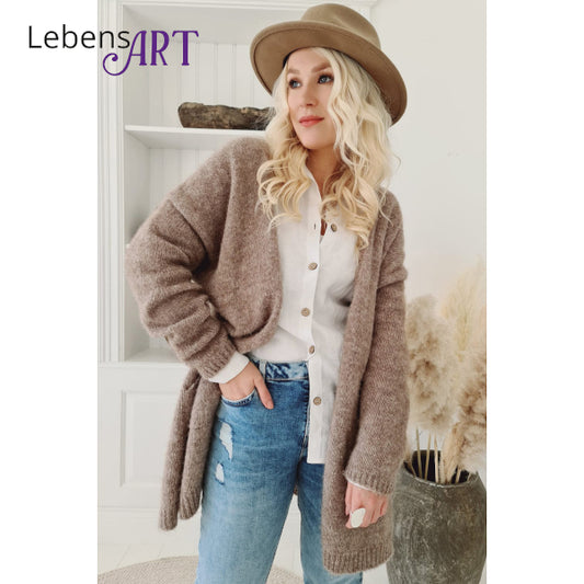 Strickjacke Cardigan in Taupe und Uni-Grösse