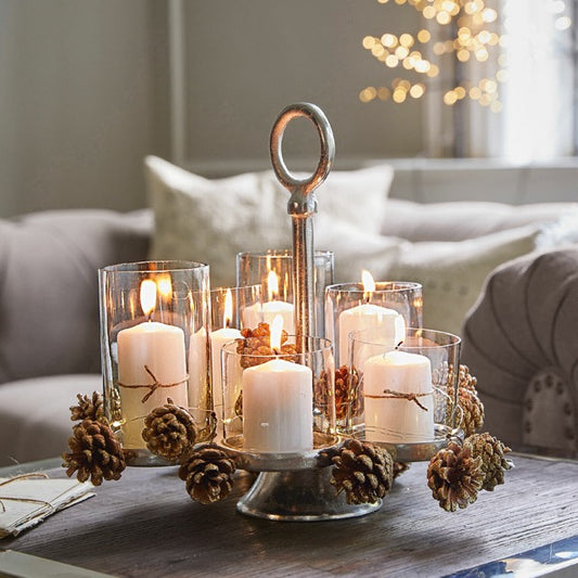 Windlicht GJALORAN Alu Glas silber #18366