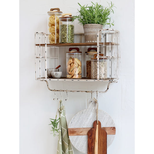 Wandregal Industriedesign Metal antik-creme