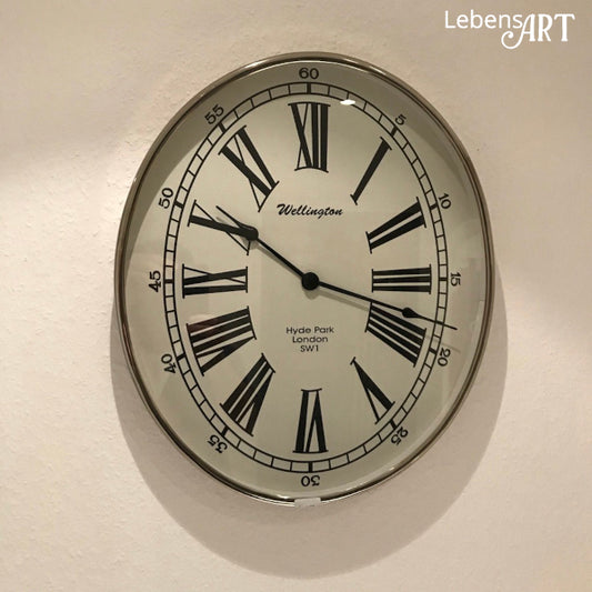 Wanduhr Wellington-Style Metall/Glas Chrom