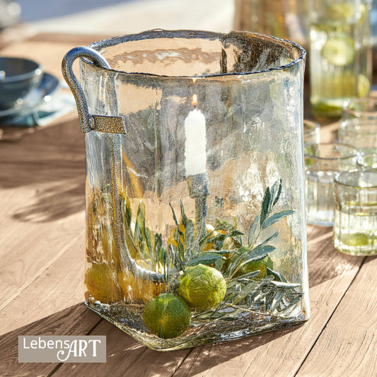 Windlicht ARCENE Kerzenhalter Glasstruktur