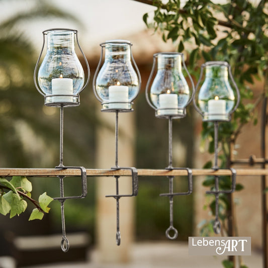 Windlicht 4er-Set CALINDRA Schraubzwinge Glas silber #15494