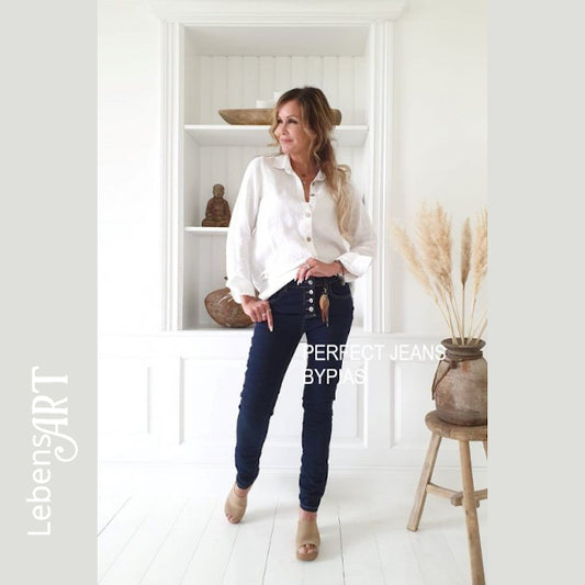Jeans mit hoher Taille in blau