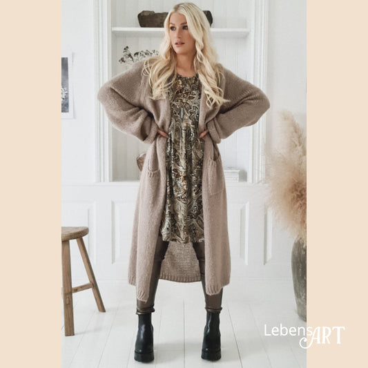 Mohair Cardigan Taupe hochanschmiegsam